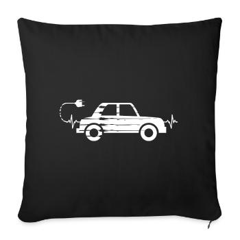 Auto Car E-mobilité voiture électrique course - Housse de coussin décorative 45 x 45 cm - noir - Devant