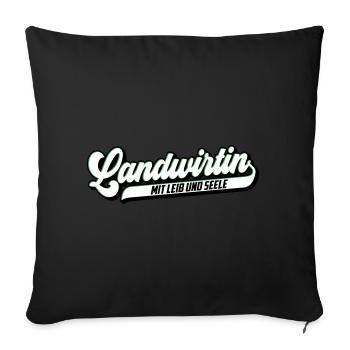 Landwirtin mit Leib & Seele | Farben änderbar - Sofakissenbezug 45 x 45 cm - Schwarz - Vorne