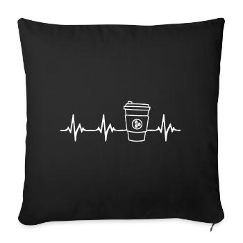 Kaffee Herzschlag - Sofakissenbezug 45 x 45 cm - Schwarz - Vorne