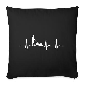 ECG curve - heart curve - pulse - lawn mower garden - Sofa pillowcase 17,3'' x 17,3'' (45 x 45 cm) - black - Front
