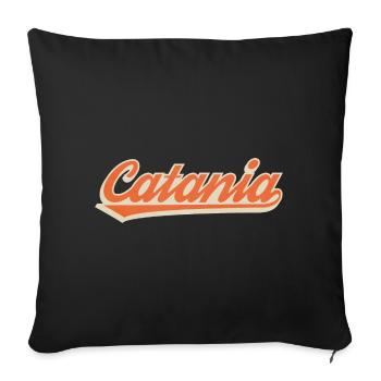 Catania Retro Lettering in Orange - Sofa pillowcase 17,3'' x 17,3'' (45 x 45 cm) - black - Front