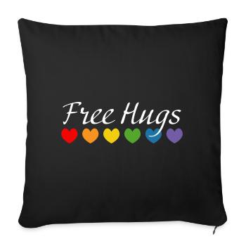 Regenbogenherzchen Free Hugs LGBT lgbtqi queer - Sofakissenbezug 45 x 45 cm - Schwarz - Vorne