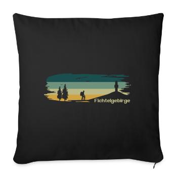 Fichtelgebirge Wanderer Schneeberg - Sofakissenbezug 45 x 45 cm - Schwarz - Vorne