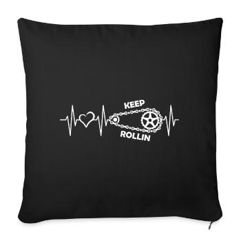 Heartbeat Bicycle Pulse Symbol Bicycle Chain Love - Sofa pillowcase 17,3'' x 17,3'' (45 x 45 cm) - black - Front
