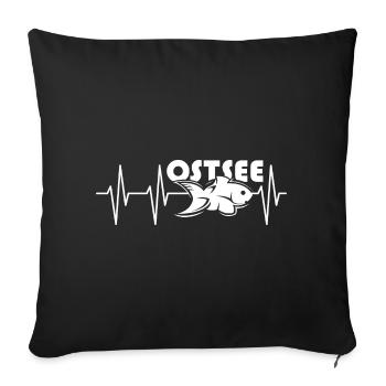 Ostsee Fisch Puls Fische Symbol See Meer Icon Logo - Sofakissenbezug 45 x 45 cm - Schwarz - Vorne