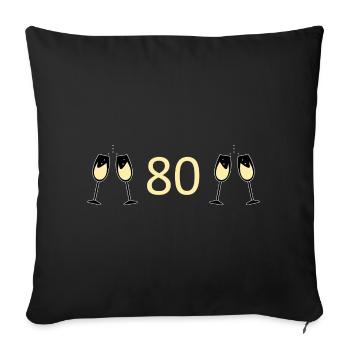 80e anniversaire 80e anniversaire 80 numéro 80 - Housse de coussin décorative 45 x 45 cm - noir - Devant
