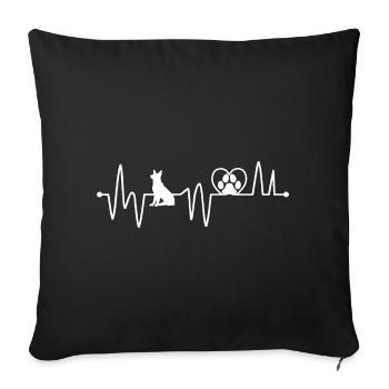 Heartline German Shepherd Paw Print ECG - Sofa pillowcase 17,3'' x 17,3'' (45 x 45 cm) - black - Front