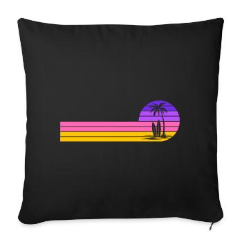 Coucher de soleil sur la plage - Housse de coussin décorative 45 x 45 cm - noir - Devant