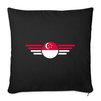 J’aime Singapour, T-shirt design de style élégance - Housse de coussin décorative 45 x 45 cm - noir - Devant
