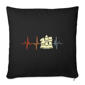 Chess Pieces Cardiogram - Sofa pillowcase 17,3'' x 17,3'' (45 x 45 cm) - black - Front