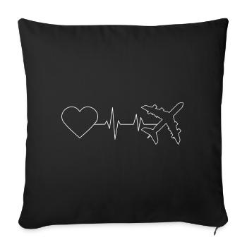 Heartbeat Flight Line Art - Sofa pillowcase 17,3'' x 17,3'' (45 x 45 cm) - black - Front