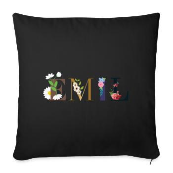 Le nom d’EMIL décoré de fleurs - Housse de coussin décorative 45 x 45 cm - noir - Devant