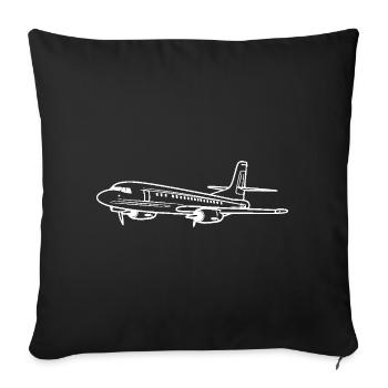Dessin au trait d’avion - Housse de coussin décorative 45 x 45 cm - noir - Devant
