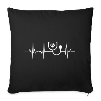Rythme cardiaque du vétérinaire - Housse de coussin décorative 45 x 45 cm - noir - Devant