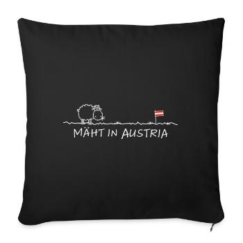 Mäht en Autriche – Schaf Spruch Wortspiel - Housse de coussin décorative 45 x 45 cm - noir - Devant
