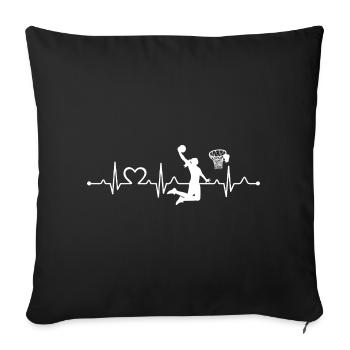 Female Basketball Player Heartbeat EKG Dunk Shot - Sofa pillowcase 17,3'' x 17,3'' (45 x 45 cm) - black - Front