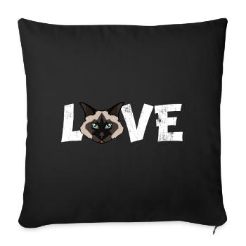 Illustration de race drôle de chat Birman Love - Housse de coussin décorative 45 x 45 cm - noir - Devant