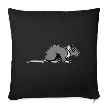 Ratte Seitenprofil Süß Lustig Nagetier Tier Comic - Sofakissenbezug 45 x 45 cm - Schwarz - Vorne