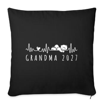 Future Grandma 2027 Heartbeat Baby Announcement - Sofa pillowcase 17,3'' x 17,3'' (45 x 45 cm) - black - Front