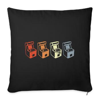 Jeux d’arcade rétro des années 80 - Housse de coussin décorative 45 x 45 cm - noir - Devant