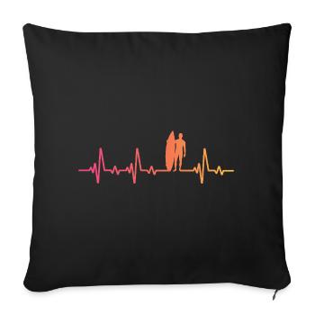 Surf Sunset Heartbeat Surfer Geschenk - Sofakissenbezug 45 x 45 cm - Schwarz - Vorne
