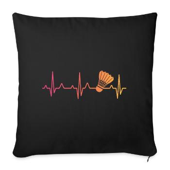 Badminton Herzschlag Badmintonspieler - Sofakissenbezug 45 x 45 cm - Schwarz - Vorne