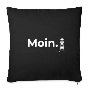 Moin Leuchtturm – Minimalistisches Nordsee Design - Sofakissenbezug 45 x 45 cm - Schwarz - Vorne