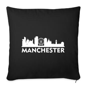 Manchester Angleterre Capital Skyline Royaume-Uni - Housse de coussin décorative 45 x 45 cm - noir - Devant