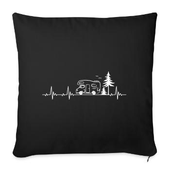 Camper Heartbeat Gift for Camping Lovers - Sofa pillowcase 17,3'' x 17,3'' (45 x 45 cm) - black - Front