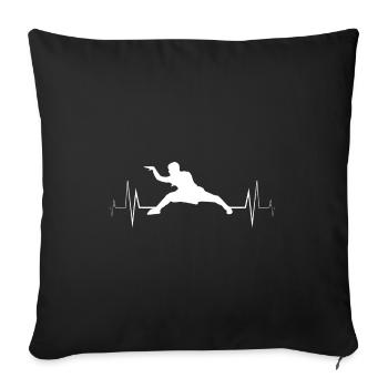 Wing chun Wingtsun battement de cœur - Housse de coussin décorative 45 x 45 cm - noir - Devant