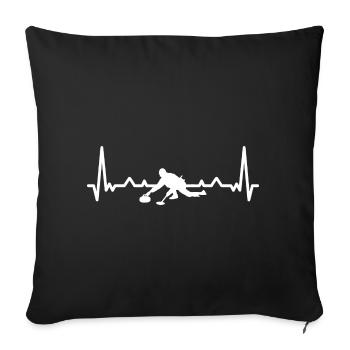 Curling glace curling coeur battements idées cadeaux curler - Housse de coussin décorative 45 x 45 cm - noir - Devant