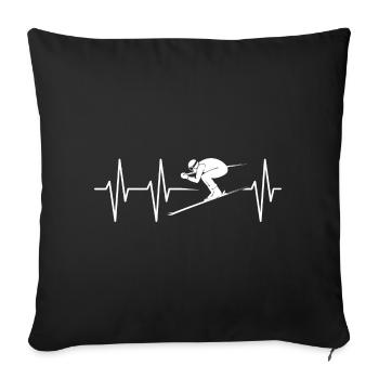 ski skier winter sports mountains heartbeat pulse icon - Sofa pillowcase 17,3'' x 17,3'' (45 x 45 cm) - black - Front