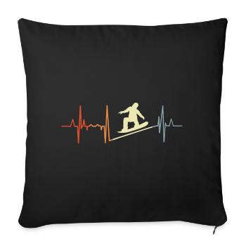 Vintage Snowboarding Heartbeat - Sofa pillowcase 17,3'' x 17,3'' (45 x 45 cm) - black - Front