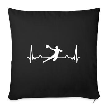 Heartbeat Handball - Handballer Geschenk - Sofakissenbezug 45 x 45 cm - Schwarz - Vorne