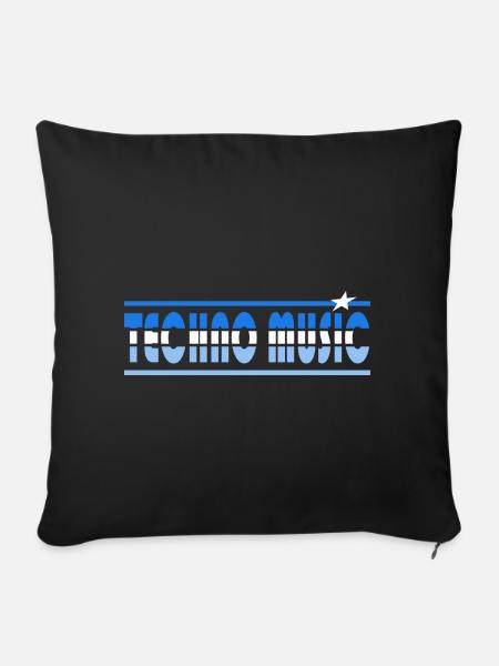 Techno Music Retro - Sofakissenbezug 45 x 45 cm - Schwarz