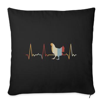 Heartbeat chicken - Sofa pillowcase 17,3'' x 17,3'' (45 x 45 cm) - black - Front