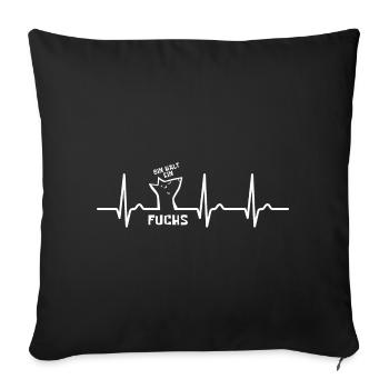 EKG Kurve - Herzkurve - Puls - Bin halt ein Fuchs - Sofakissenbezug 45 x 45 cm - Schwarz - Vorne