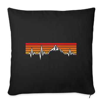 HEARTBEAT MOUNTAINS ECG HIKERS MOUNTAINEERS HIKING - Sofa pillowcase 17,3'' x 17,3'' (45 x 45 cm) - black - Front
