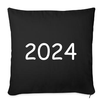 2024 année blanc - Housse de coussin décorative 45 x 45 cm - noir - Devant