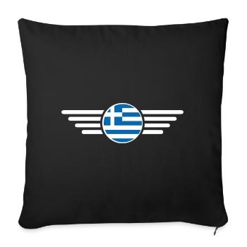 T-shirt design de style grec - Housse de coussin décorative 45 x 45 cm - noir - Devant