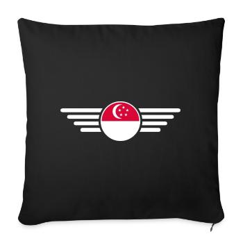 T-shirt design de style singapourien - Housse de coussin décorative 45 x 45 cm - noir - Devant