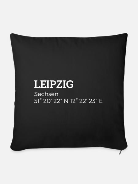 Leipzig Sachsen Koordinaten - Sofakissenbezug 45 x 45 cm - Schwarz