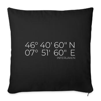 Koordinaten Interlaken Schweiz - Sofakissenbezug 45 x 45 cm - Schwarz - Vorne