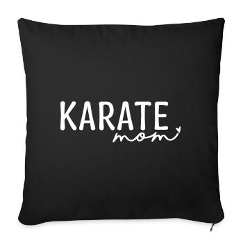 Karaté Maman Fille Mère Amateur de sport - Housse de coussin décorative 45 x 45 cm - noir - Devant