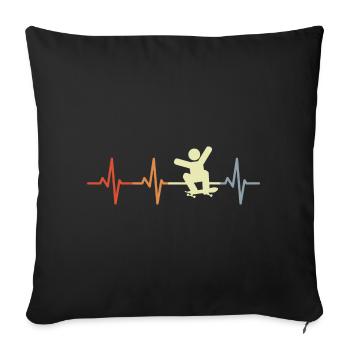 Planche à roulette Stick Figure Heartbeat - Housse de coussin décorative 45 x 45 cm - noir - Devant