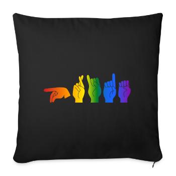 ASL Pride I - Pride Flag Colors - Sofa pillowcase 17,3'' x 17,3'' (45 x 45 cm) - black - Front
