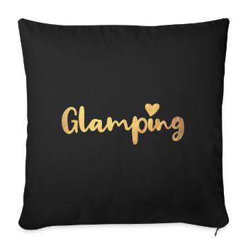 Glamping Herz Gold Luxus Camping Camper - Sofakissenbezug 45 x 45 cm - Schwarz - Vorne