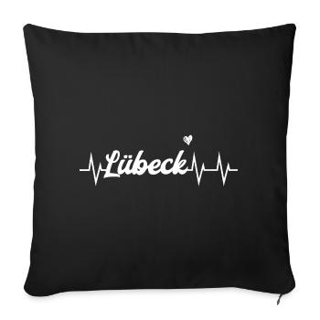 Heartbeat Lübeck - Sofakissenbezug 45 x 45 cm - Schwarz - Vorne