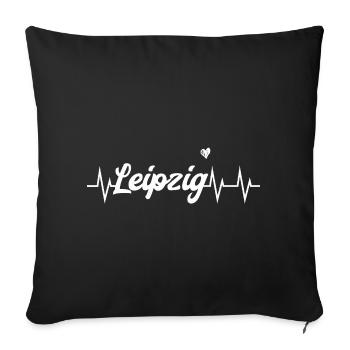 Heartbeat Leipzig - Housse de coussin décorative 45 x 45 cm - noir - Devant