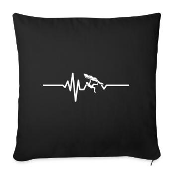 Battement de cœur en bloc – l’escalade, c’est la passion - Housse de coussin décorative 45 x 45 cm - noir - Devant